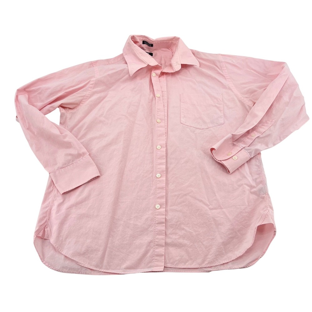 J.Crew Mens Pink 100s 2-Ply Cotton Long Sleeve Button Down‎ Shirt Large 16-16.5
